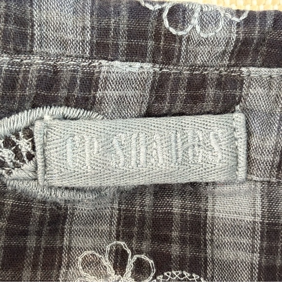 CP Shades Classic L/S Button-Up Shirt Blue Embroidered Paisley on Black Plaid M - Picture 6 of 7